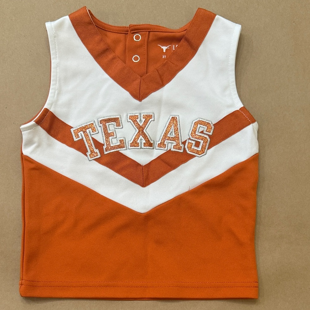 Texas Kids Sleeveless Tank Cheer Top - Orange & White